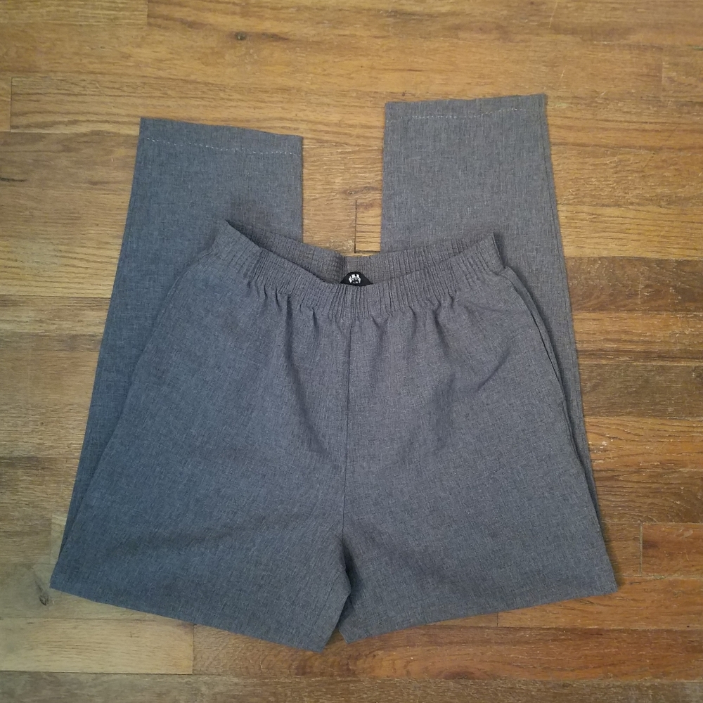 Womens Vintage Career Academia Trousers Slacks Gray Petite 26" Stetchy Waist.